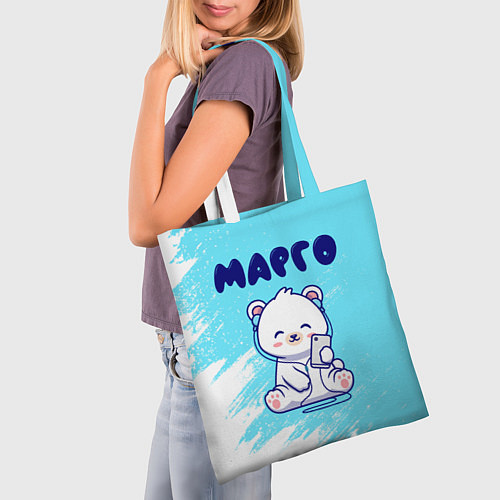 Сумка-шоппер Марго белый мишка / 3D-принт – фото 3