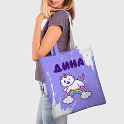 Сумка-шопер Дина кошка единорожка, цвет: 3D-принт — фото 2
