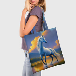 Сумка-шопер Белая лошадь на рассвете, цвет: 3D-принт — фото 2