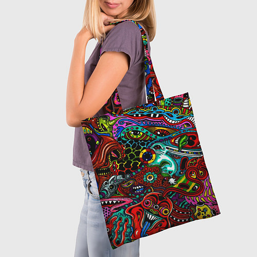 Сумка-шоппер Психоделическая иллюстрация / 3D-принт – фото 3