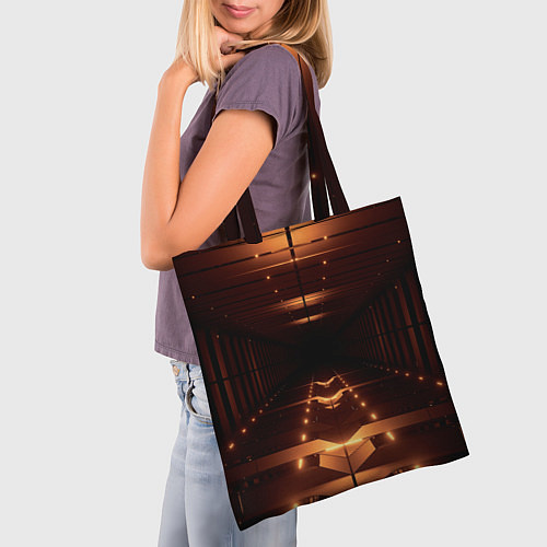 Сумка-шоппер Оранжевые фонари в полной темноте / 3D-принт – фото 3