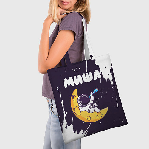 Сумка-шоппер Миша космонавт отдыхает на Луне / 3D-принт – фото 3