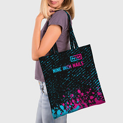 Сумка-шопер Nine Inch Nails - neon gradient: символ сверху, цвет: 3D-принт — фото 2