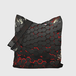 Сумка-шопер Черно-красные объемные плиты, цвет: 3D-принт
