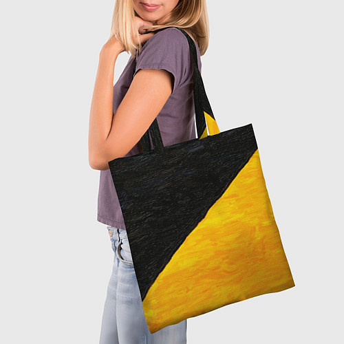 Сумка-шоппер Черно-желтые масляные краски / 3D-принт – фото 3