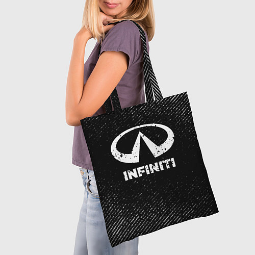 Сумка-шоппер Infiniti с потертостями на темном фоне / 3D-принт – фото 3