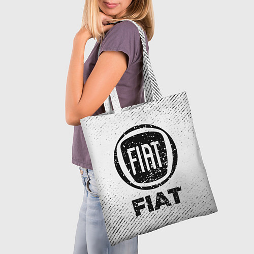 Сумка-шоппер Fiat с потертостями на светлом фоне / 3D-принт – фото 3