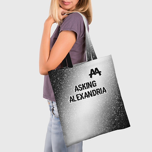Сумка-шоппер Asking Alexandria glitch на светлом фоне: символ с / 3D-принт – фото 3
