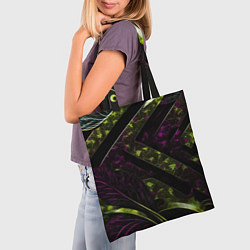 Сумка-шопер Темные фиолетовые и зеленые вставки, цвет: 3D-принт — фото 2
