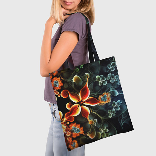 Сумка-шоппер Абстрактные цветы / 3D-принт – фото 3