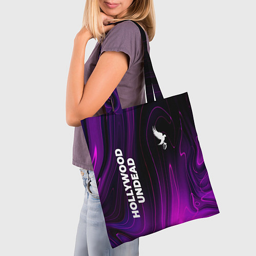 Сумка-шоппер Hollywood Undead violet plasma / 3D-принт – фото 3