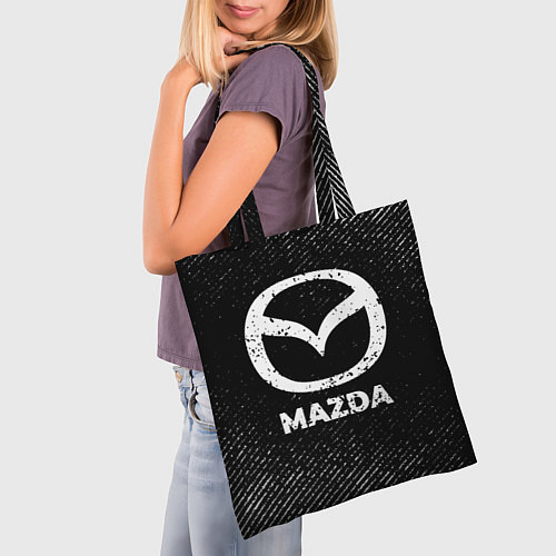 Сумка-шоппер Mazda с потертостями на темном фоне / 3D-принт – фото 3