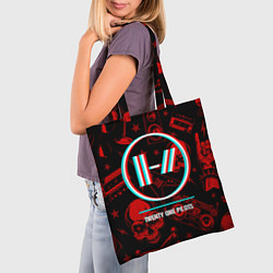Сумка-шопер Twenty One Pilots rock glitch, цвет: 3D-принт — фото 2