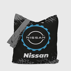 Сумка-шопер Nissan в стиле Top Gear со следами шин на фоне, цвет: 3D-принт