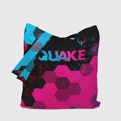 Сумка-шопер Quake - neon gradient: символ сверху, цвет: 3D-принт