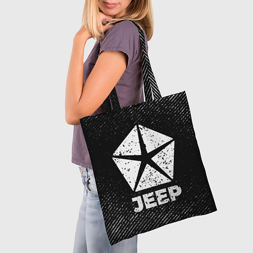 Сумка-шоппер Jeep с потертостями на темном фоне / 3D-принт – фото 3