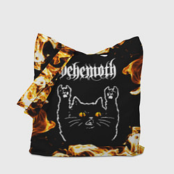 Сумка-шопер Behemoth рок кот и огонь, цвет: 3D-принт