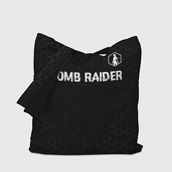 Сумка-шопер Tomb Raider glitch на темном фоне: символ сверху, цвет: 3D-принт