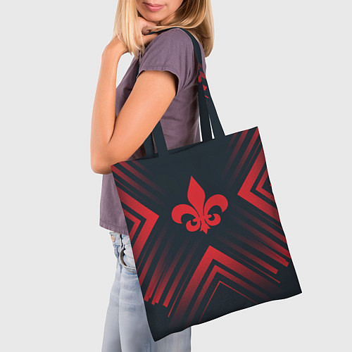 Сумка-шоппер Красный символ Saints Row на темном фоне со стрелк / 3D-принт – фото 3