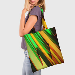 Сумка-шопер Зелёные и оранжевые пластины, цвет: 3D-принт — фото 2