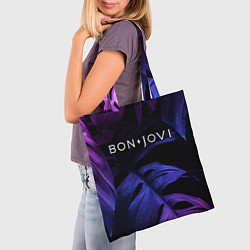 Сумка-шопер Bon Jovi neon monstera, цвет: 3D-принт — фото 2