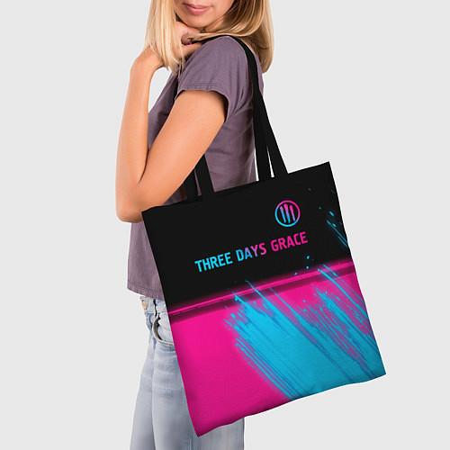 Сумка-шоппер Three Days Grace - neon gradient: символ сверху / 3D-принт – фото 3