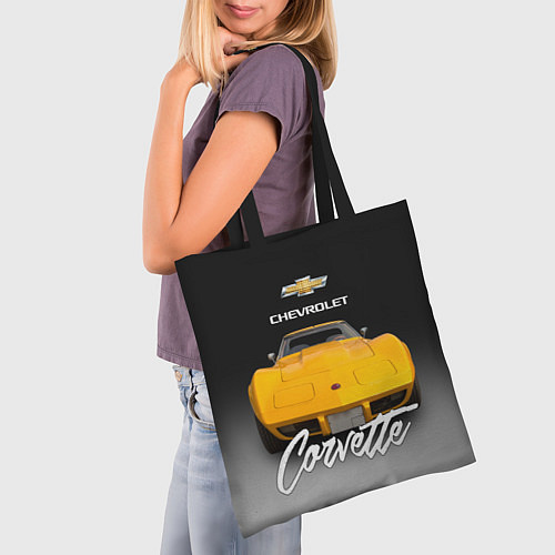 Сумка-шоппер Американская машина Chevrolet Corvette 70-х годов / 3D-принт – фото 3