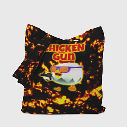 Сумка-шопер Chicken Gun на фоне огня, цвет: 3D-принт