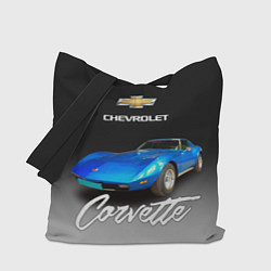 Сумка-шопер Синий Chevrolet Corvette 70-х годов, цвет: 3D-принт