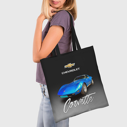 Сумка-шоппер Синий Chevrolet Corvette 70-х годов / 3D-принт – фото 3