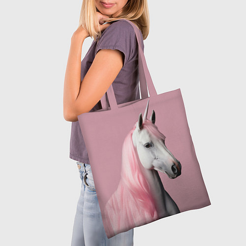 Сумка-шоппер Единорог розовая грива / 3D-принт – фото 3