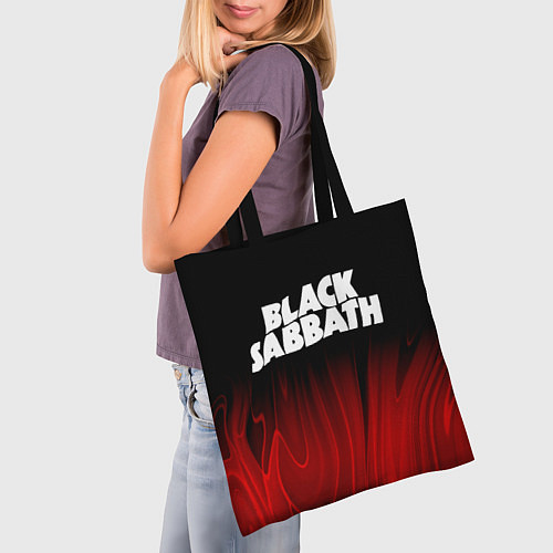 Сумка-шоппер Black Sabbath red plasma / 3D-принт – фото 3
