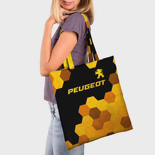 Сумка-шоппер Peugeot - gold gradient: символ сверху / 3D-принт – фото 3