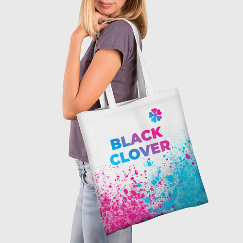Сумка-шоппер Black Clover neon gradient style: символ сверху / 3D-принт – фото 3