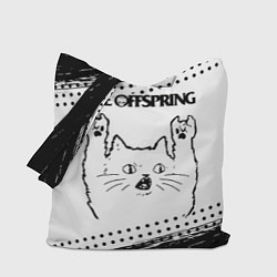 Сумка-шопер The Offspring рок кот на светлом фоне, цвет: 3D-принт