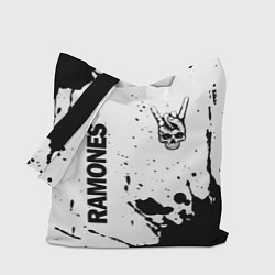 Сумка-шопер Ramones и рок символ на светлом фоне, цвет: 3D-принт