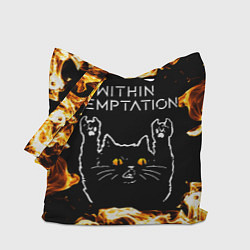 Сумка-шопер Within Temptation рок кот и огонь, цвет: 3D-принт