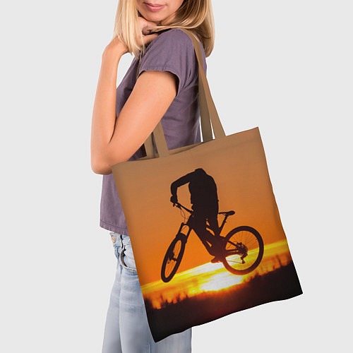 Сумка-шоппер Велосипедист на закате / 3D-принт – фото 3