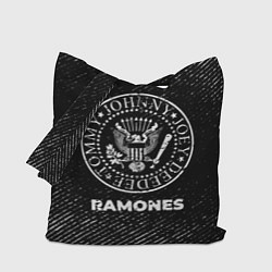 Сумка-шопер Ramones с потертостями на темном фоне, цвет: 3D-принт