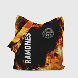 Сумка-шопер Ramones и пылающий огонь, цвет: 3D-принт