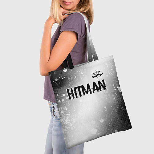 Сумка-шоппер Hitman glitch на светлом фоне: символ сверху / 3D-принт – фото 3