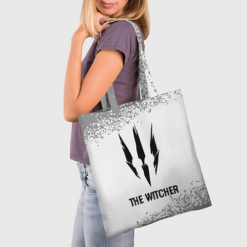 Сумка-шоппер The Witcher glitch на светлом фоне / 3D-принт – фото 3