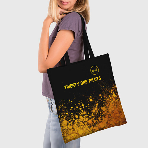 Сумка-шоппер Twenty One Pilots - gold gradient: символ сверху / 3D-принт – фото 3