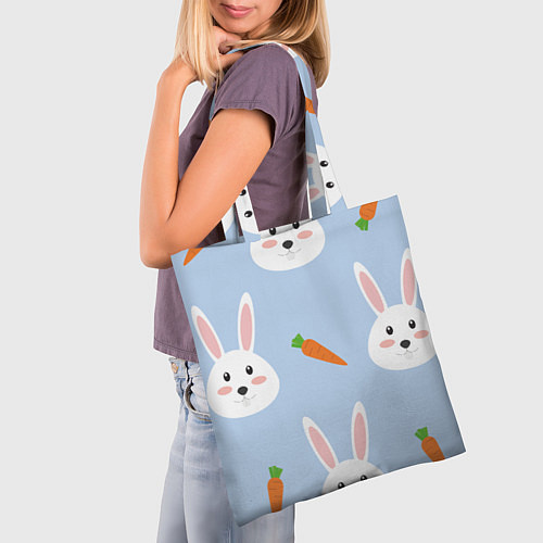 Сумка-шоппер Зайчики и морковки / 3D-принт – фото 3