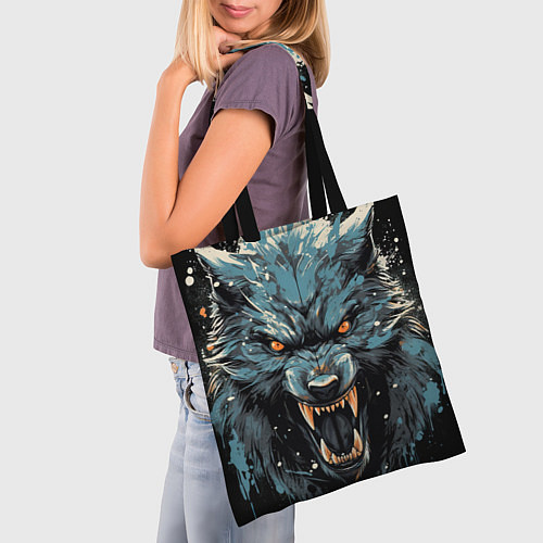 Сумка-шоппер Fantasy blue wolf / 3D-принт – фото 3