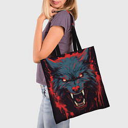 Сумка-шопер Red blue wolf, цвет: 3D-принт — фото 2