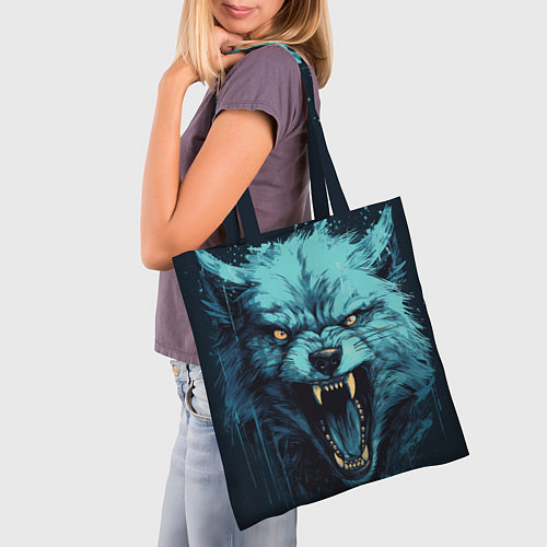 Сумка-шоппер Синий волк арт / 3D-принт – фото 3
