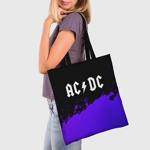 Сумка-шоппер AC DC purple grunge / 3D-принт – фото 3