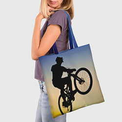Сумка-шопер Прыжок велосипедиста, цвет: 3D-принт — фото 2