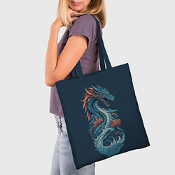 Сумка-шопер Синий дракон от нейросети, цвет: 3D-принт — фото 2